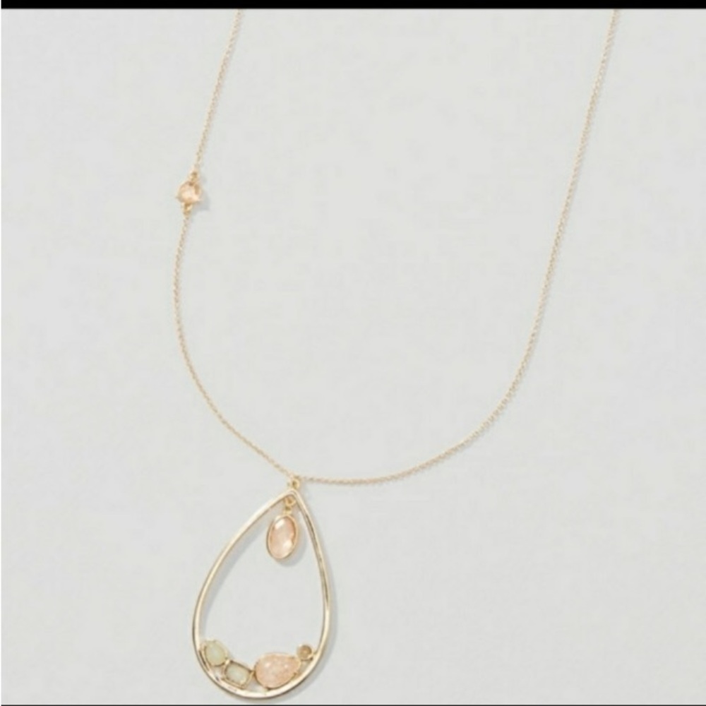 LOFT Gold Teardrop Necklace with Soft Pastel Stones